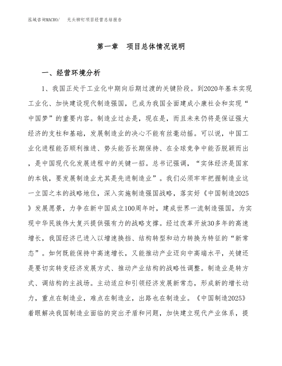 无头铆钉项目经营总结报告范文模板.docx_第2页