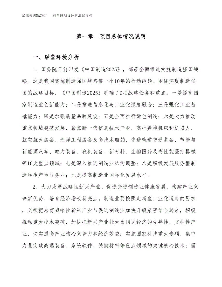 刹车蹄项目经营总结报告范文模板.docx_第2页