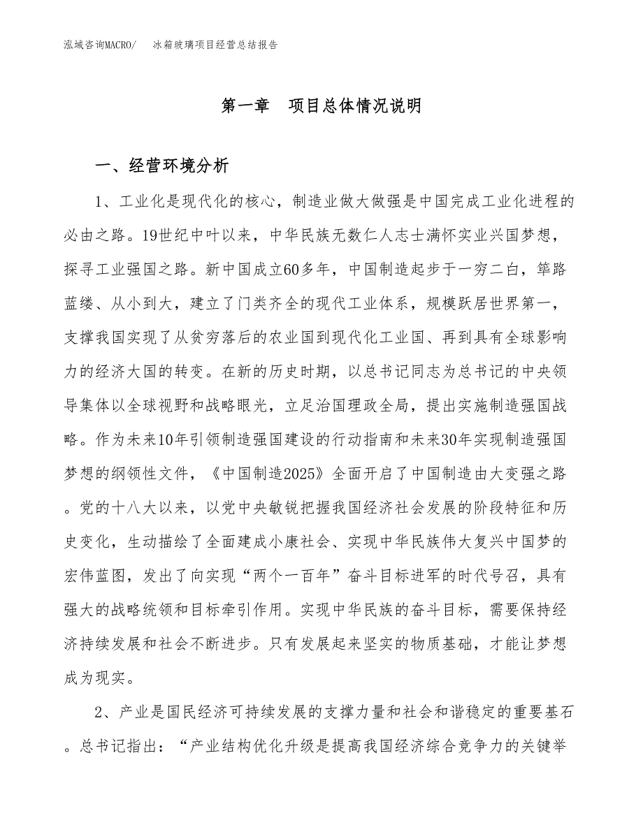 冰箱玻璃项目经营总结报告范文模板.docx_第2页