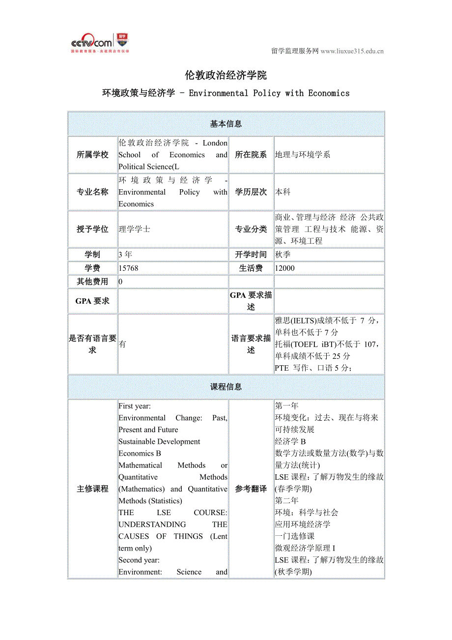 伦敦政治经济学院环境政策与经济学本科_第1页