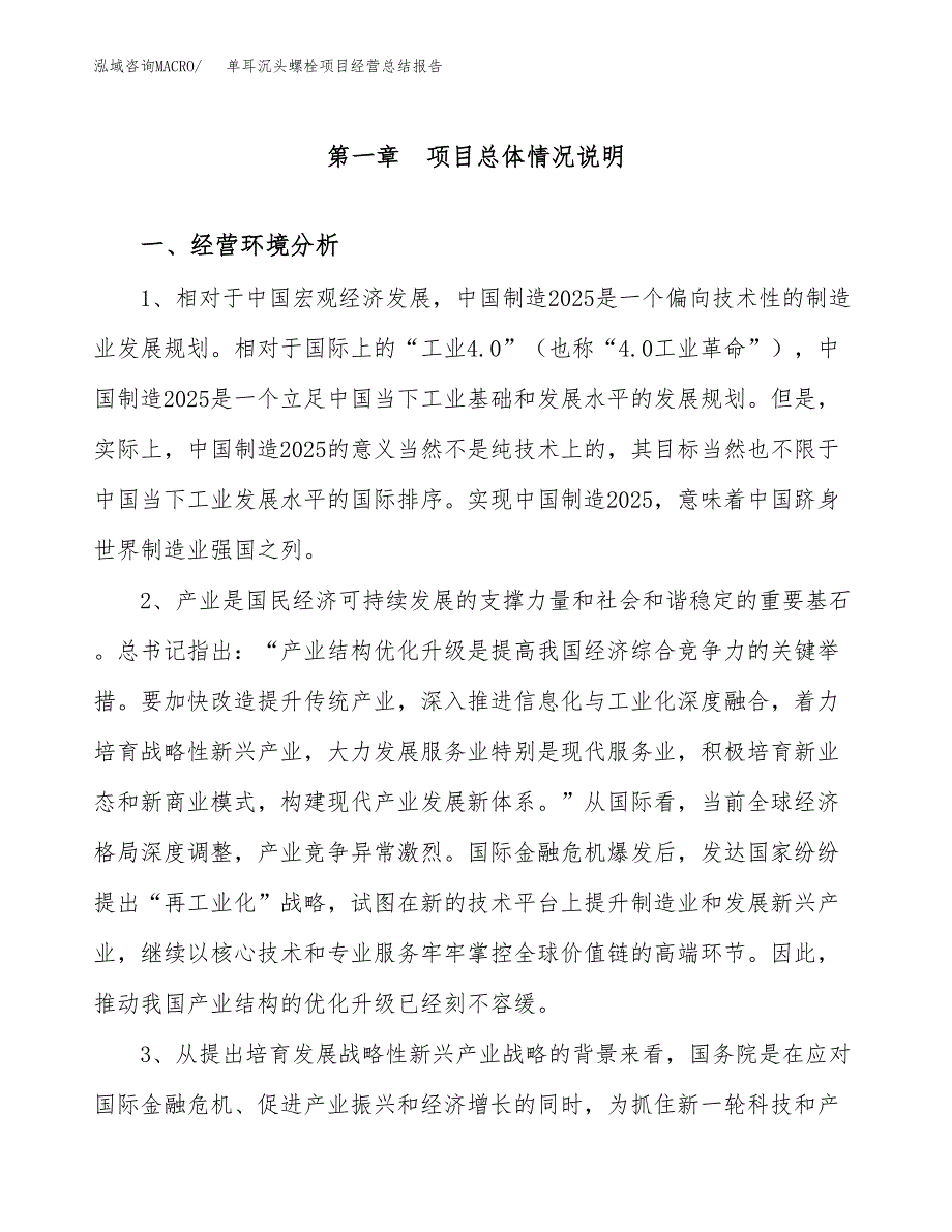 单耳沉头螺栓项目经营总结报告范文模板.docx_第2页