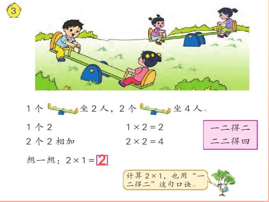 2019秋二年级数学上册 第三单元 1、2、3、4的乘法口诀课件2 苏教版_第1页