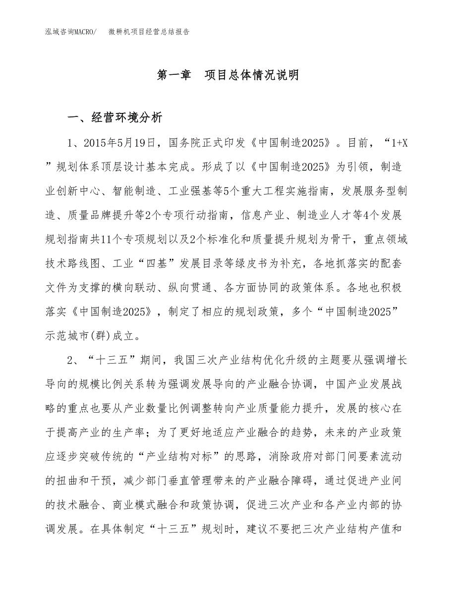 微耕机项目经营总结报告范文模板.docx_第2页