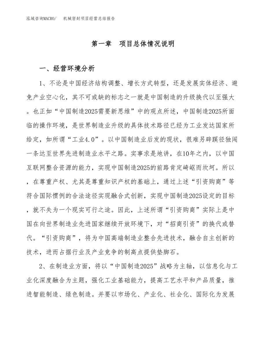 机械密封项目经营总结报告范文模板.docx_第2页