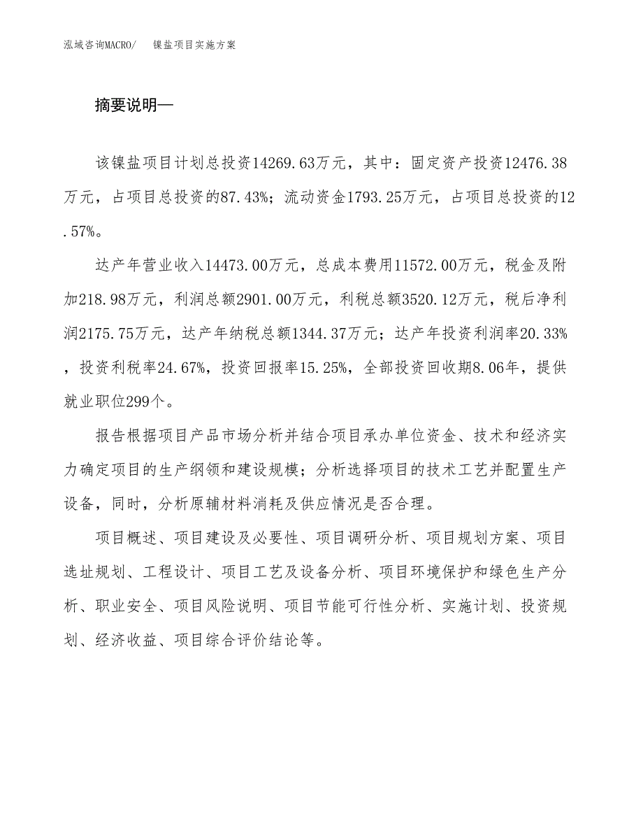 镍盐项目实施方案(参考模板).docx_第2页