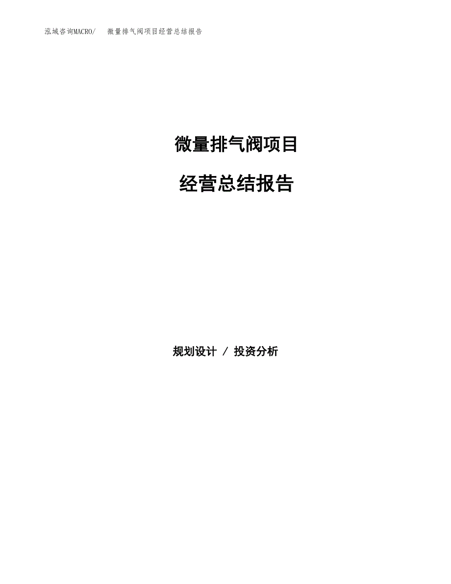 微量排气阀项目经营总结报告范文模板.docx_第1页