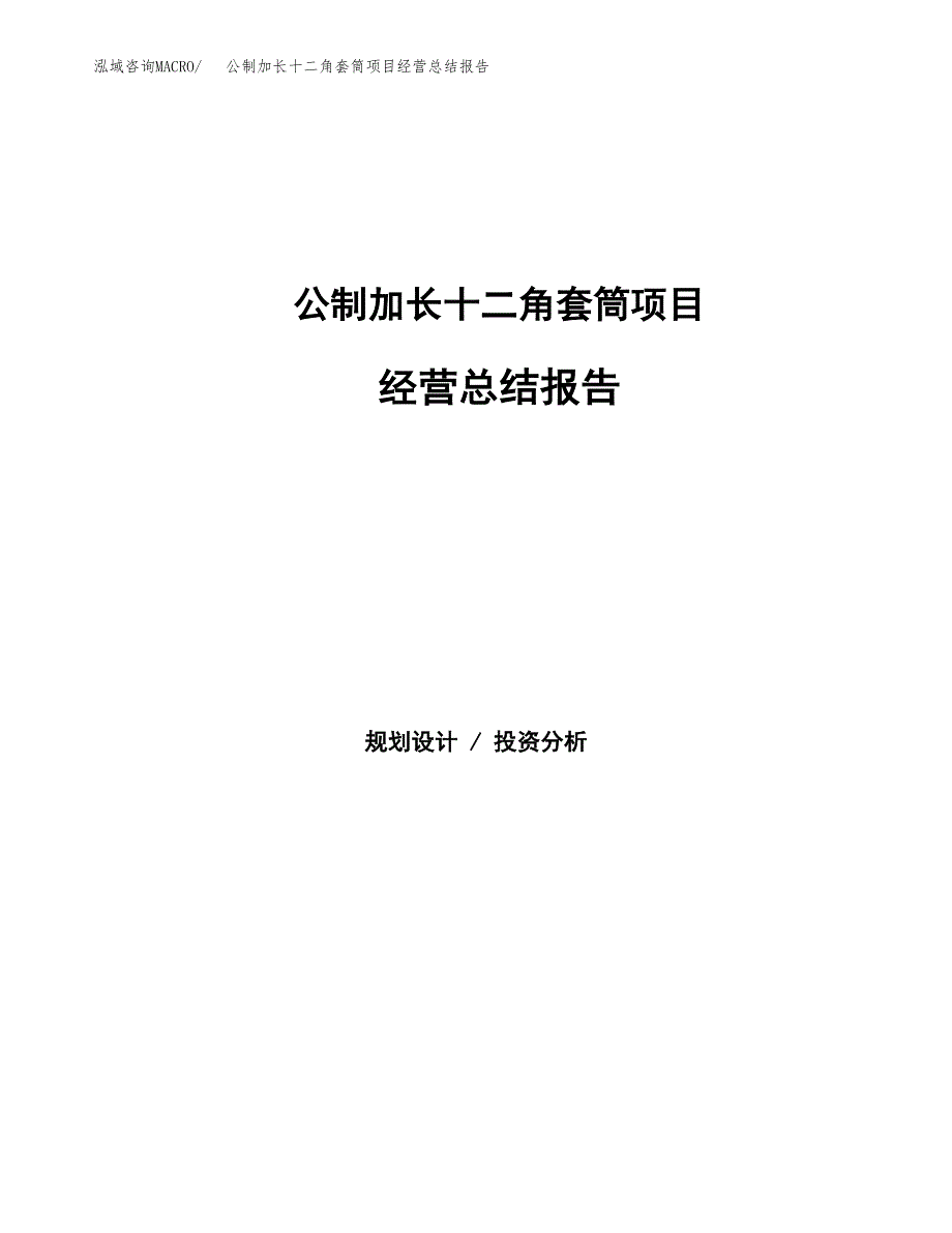 公制加长十二角套筒项目经营总结报告范文模板.docx_第1页