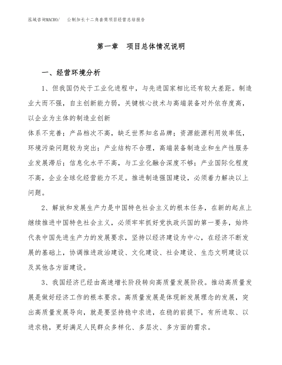 公制加长十二角套筒项目经营总结报告范文模板.docx_第2页