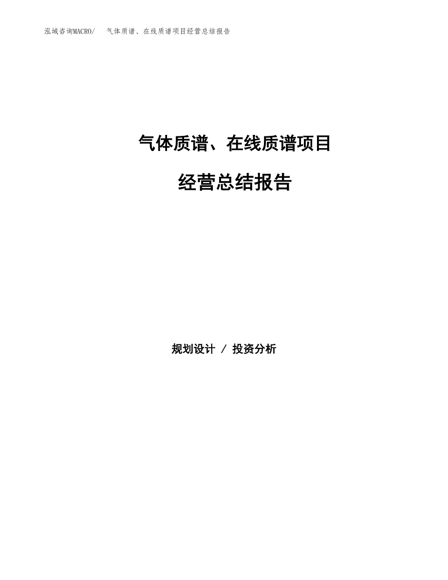 气体质谱、在线质谱项目经营总结报告范文模板.docx_第1页