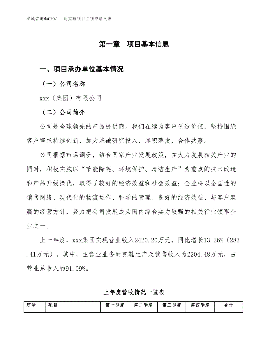 耐克鞋项目立项申请报告模板（总投资4000万元）_第2页