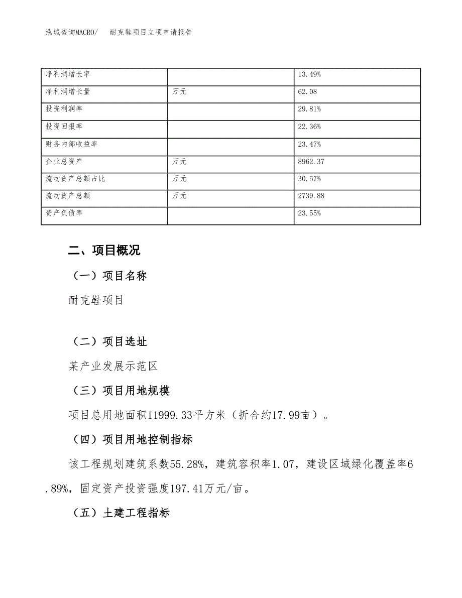 耐克鞋项目立项申请报告模板（总投资4000万元）_第4页