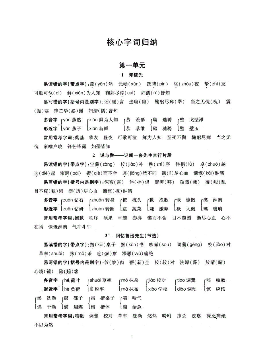 2017-2018七年级(下)语文期末复习(精华)_第1页