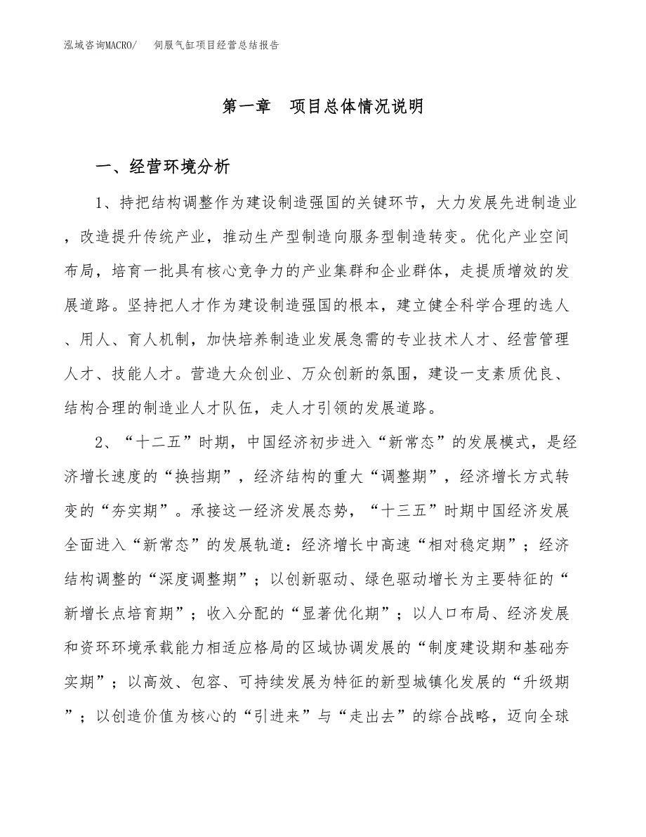 伺服气缸项目经营总结报告范文模板.docx_第2页