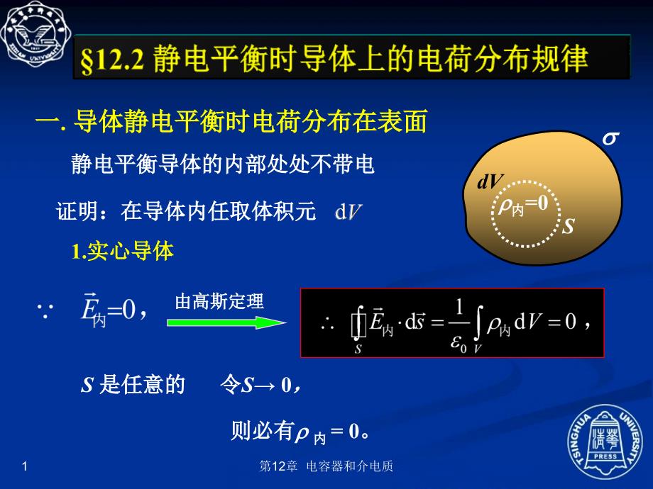 静电平衡时导体上的电荷分布规律_第1页