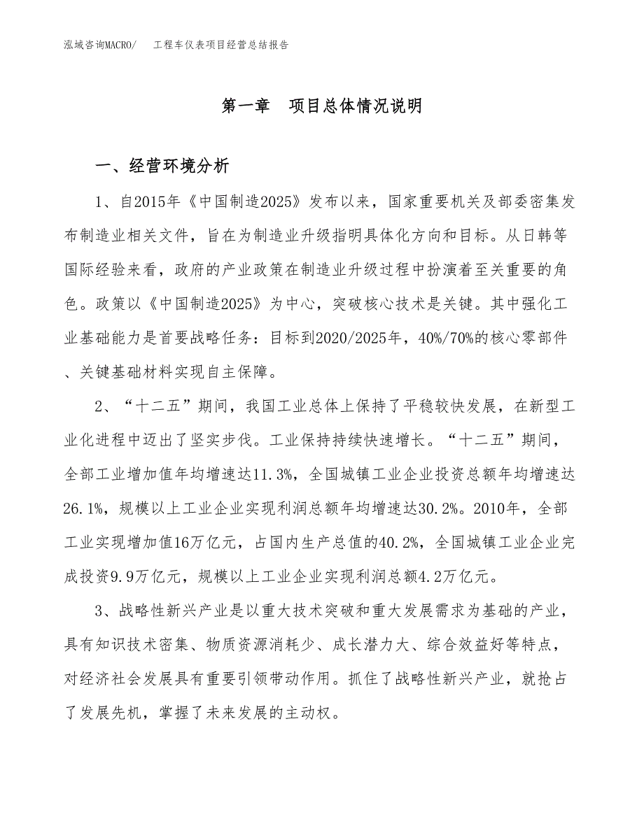 工程车仪表项目经营总结报告范文模板.docx_第2页