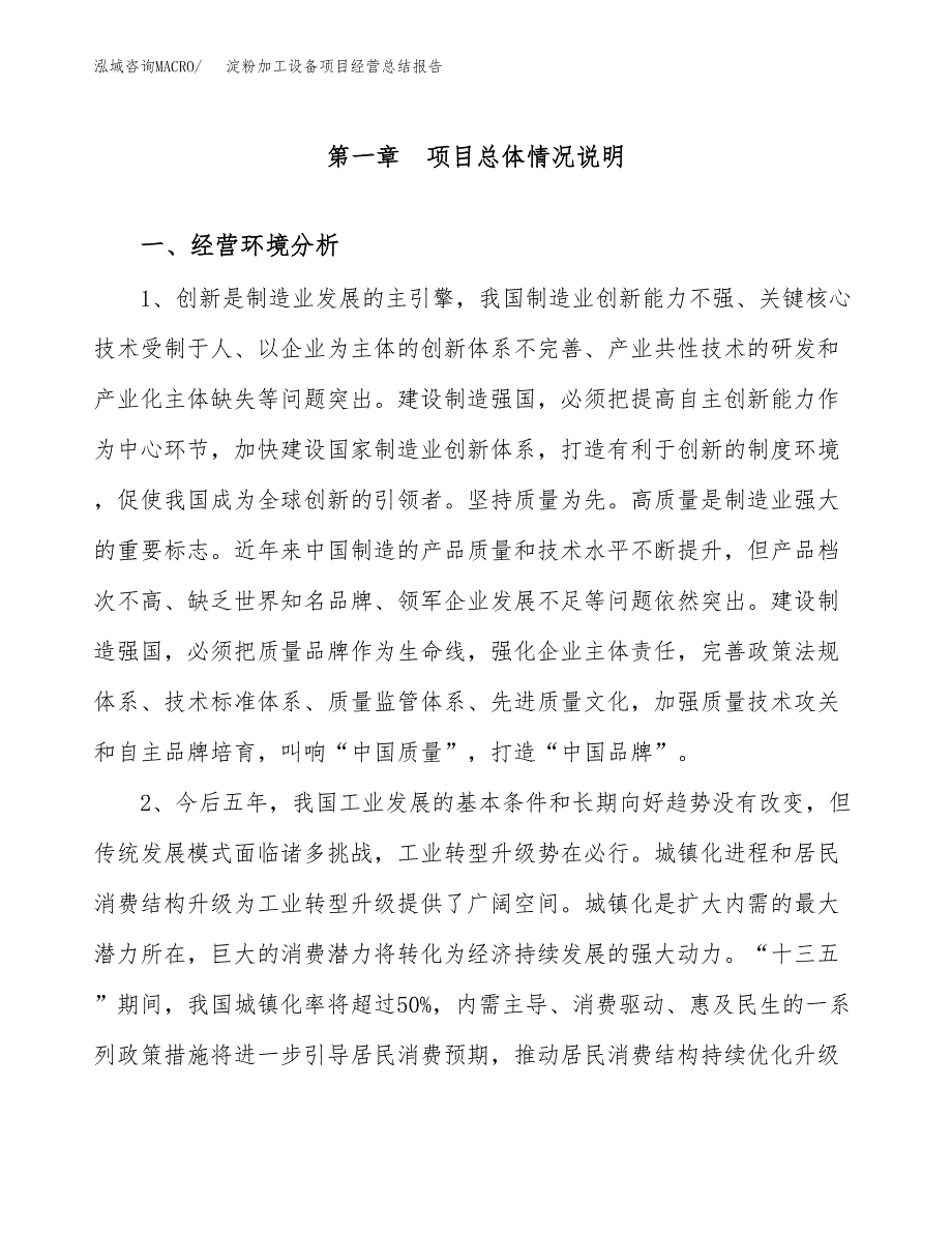 淀粉加工设备项目经营总结报告范文模板.docx_第2页