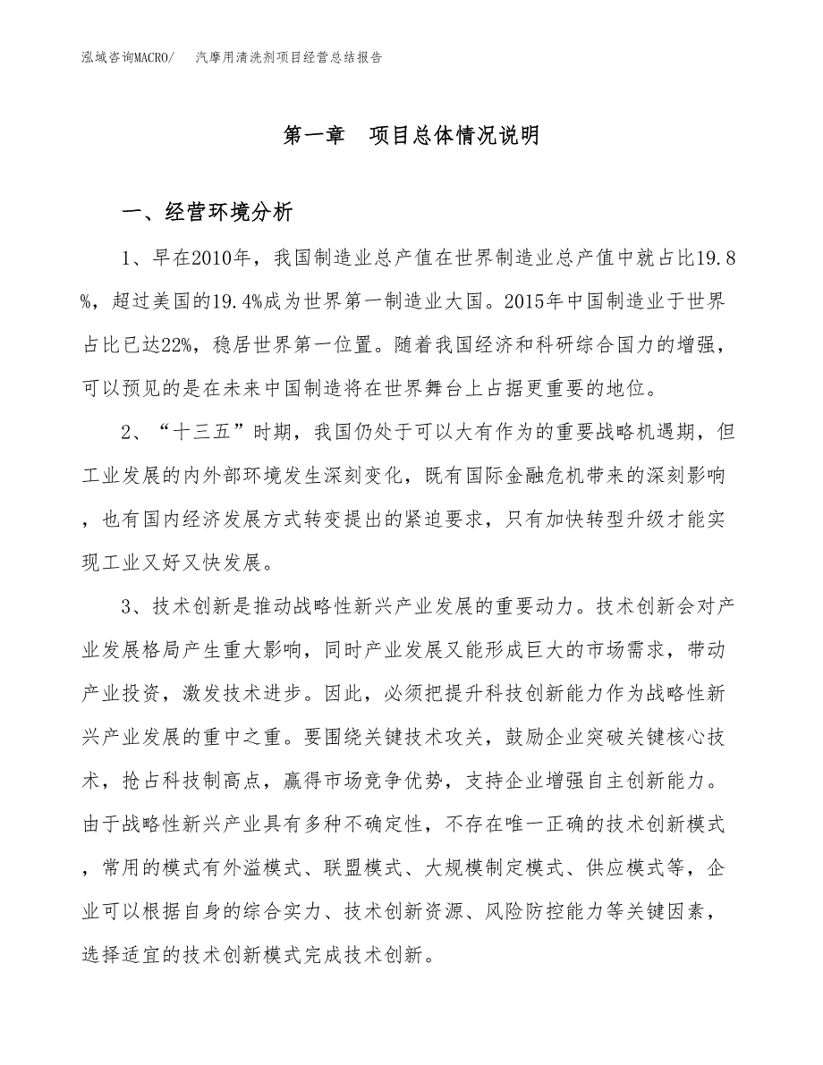 汽摩用清洗剂项目经营总结报告范文模板.docx_第2页