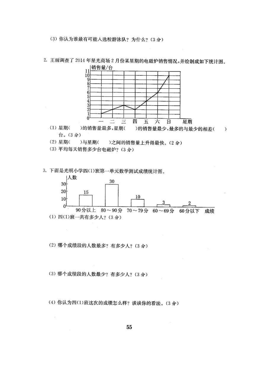 四年级下册数学试题-总复习分类测试卷4-北师大版（图片版含答案）_第4页