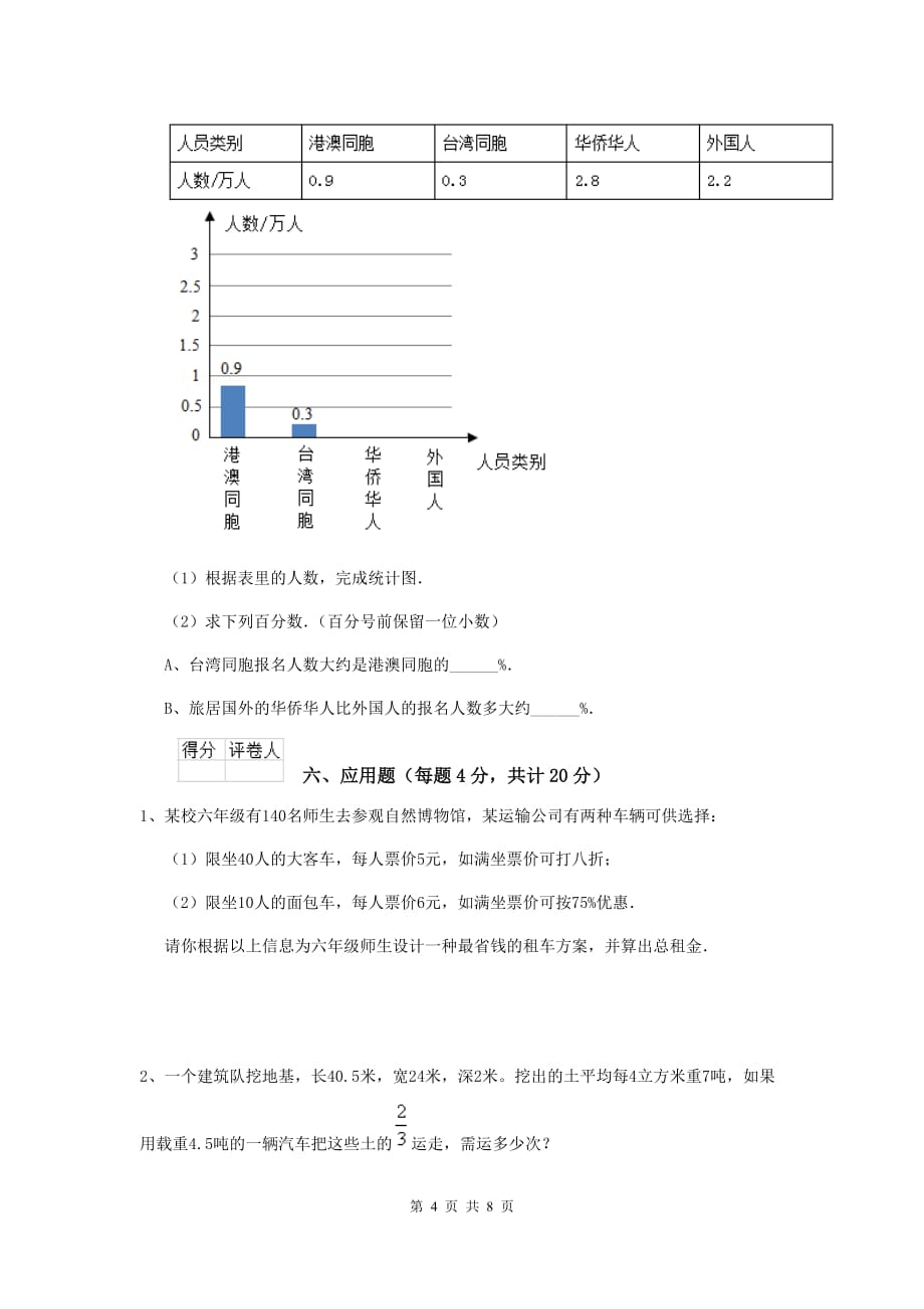 新疆实验小学六年级数学上学期期末测试试题（ii卷） 含答案_第4页