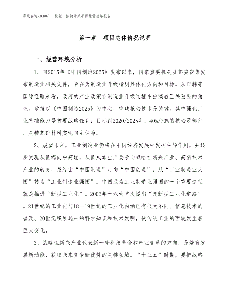 按钮、按键开关项目经营总结报告范文模板.docx_第2页