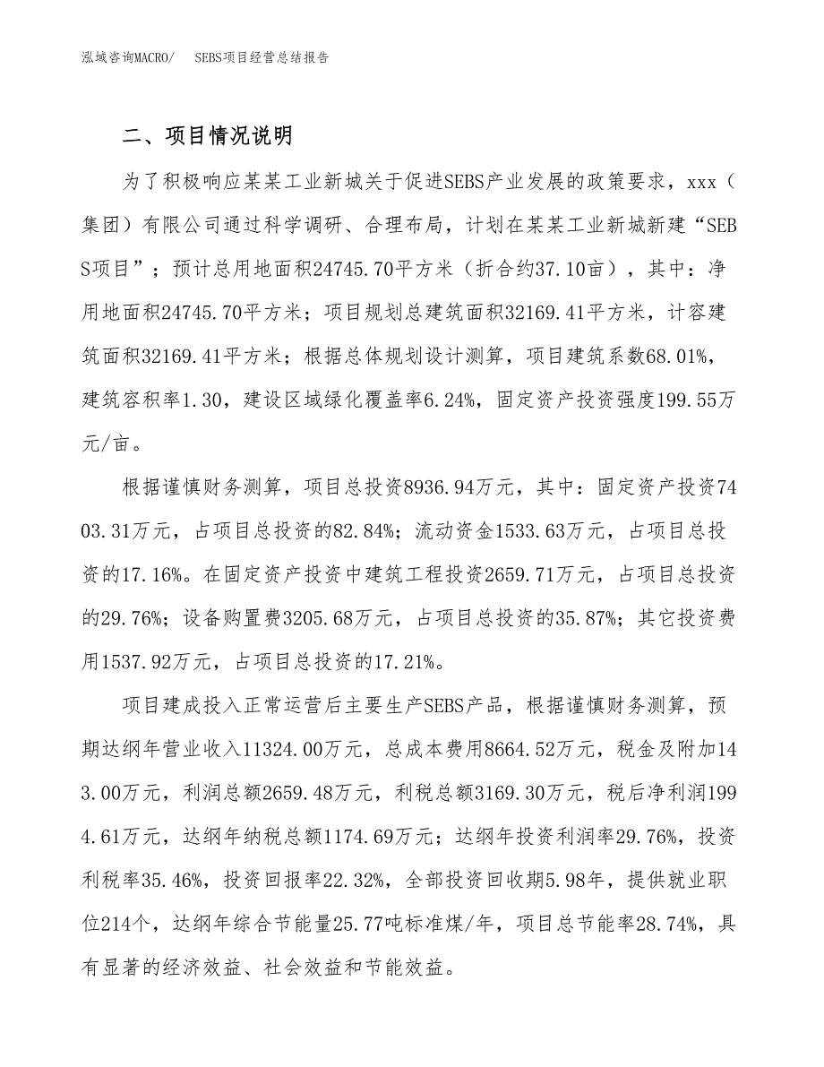 SEBS项目经营总结报告范文模板.docx_第4页