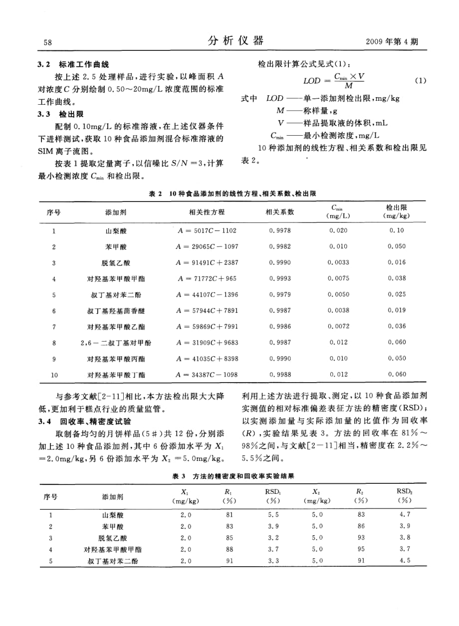 gc-ms-sim检测糕点中的防腐剂和抗氧化剂_第3页