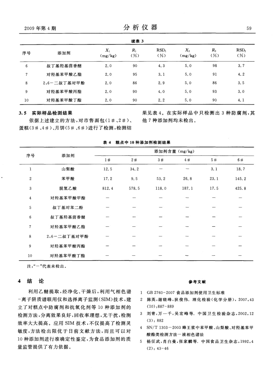 gc-ms-sim检测糕点中的防腐剂和抗氧化剂_第4页