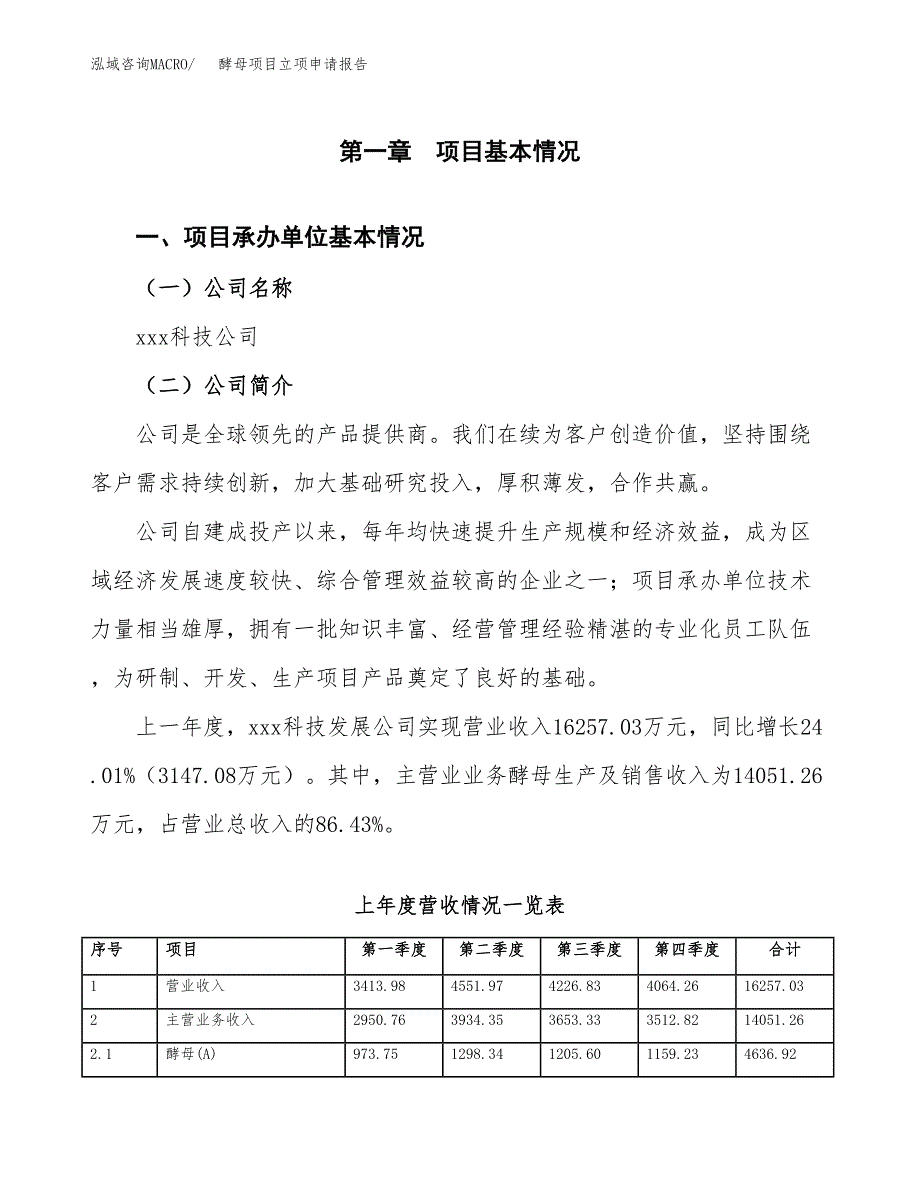 酵母项目立项申请报告模板（总投资13000万元）_第2页