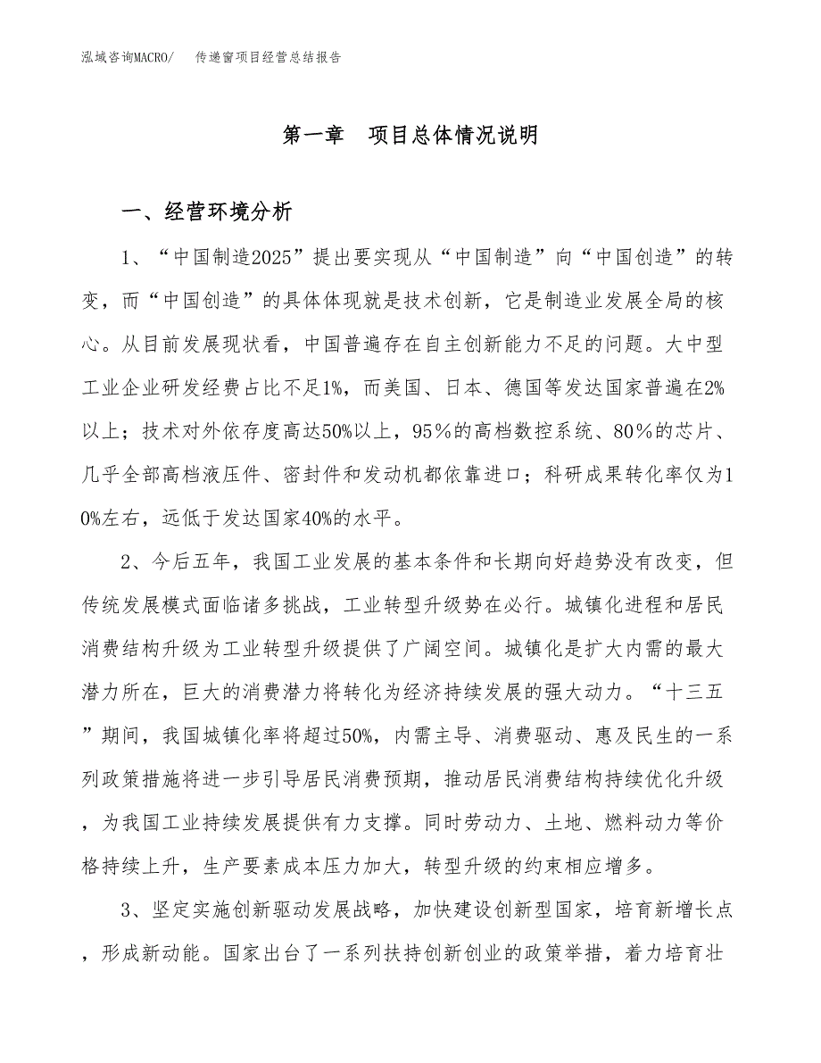 传递窗项目经营总结报告范文模板.docx_第2页