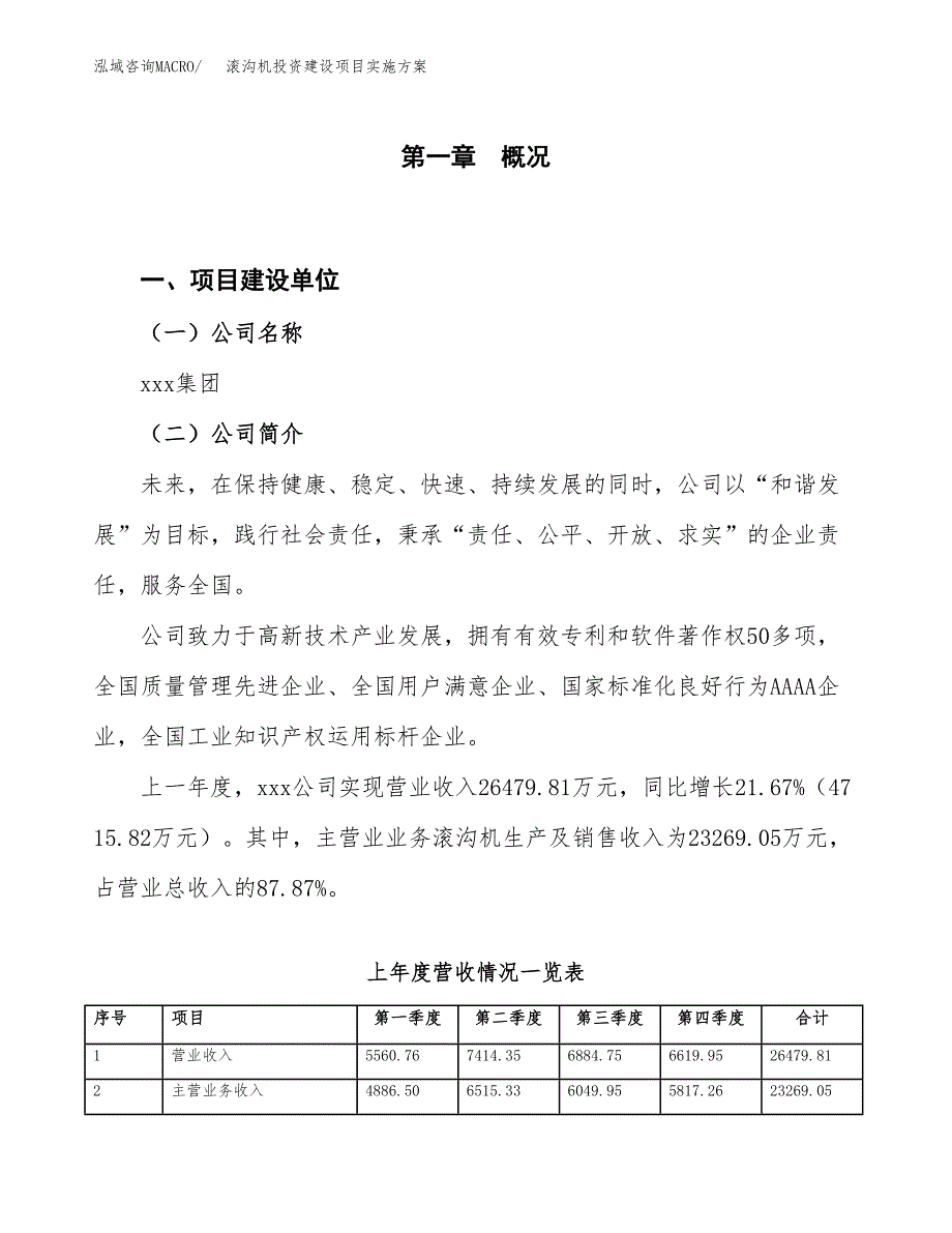 滚沟机投资建设项目实施方案模板.docx_第1页