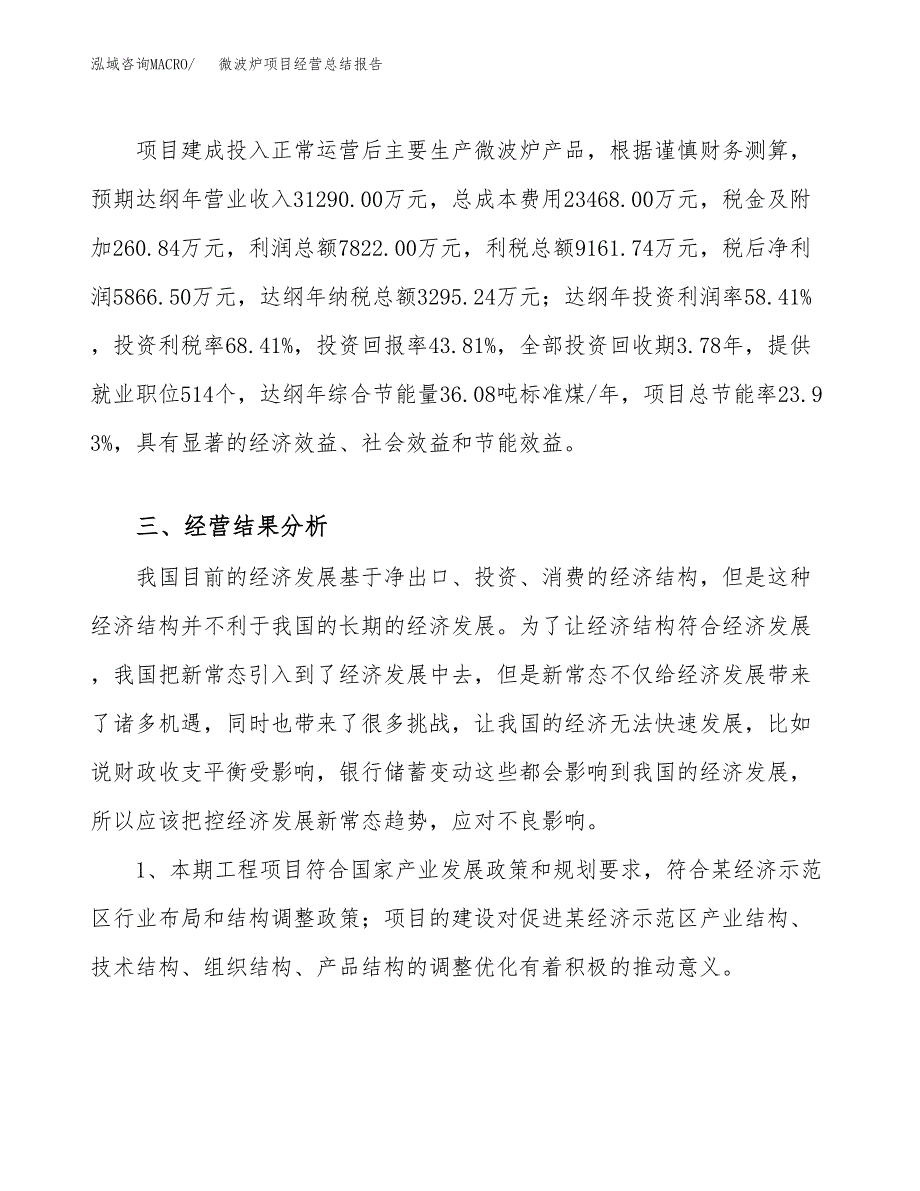 微波炉项目经营总结报告范文模板.docx_第4页