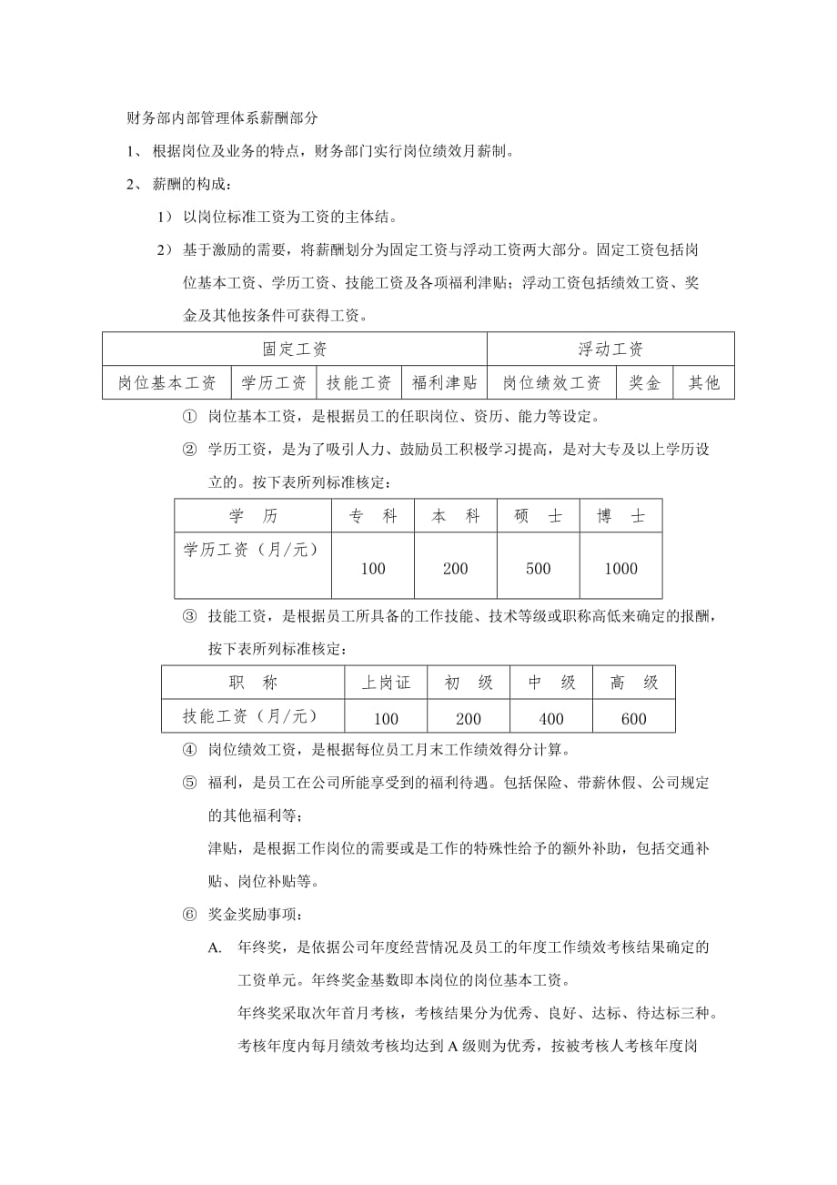 财务部管理体系薪酬部分_第1页