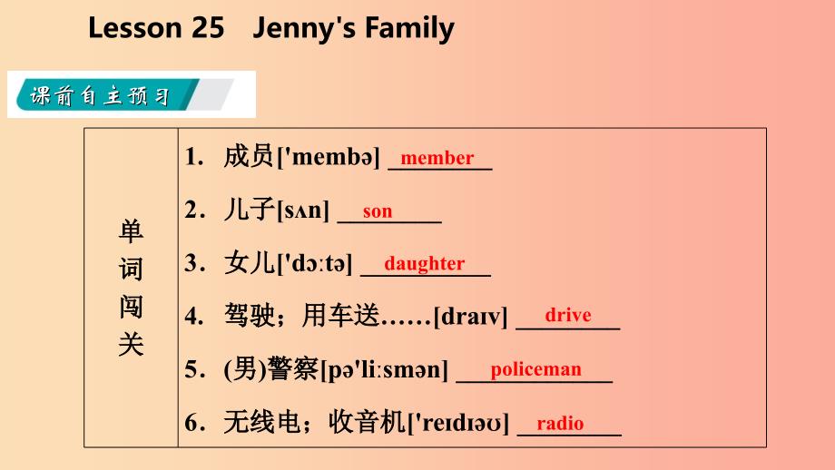 七年级英语上册 unit 5 family and home lesson 25 jenny’s family导学课件 （新版）冀教版_第3页