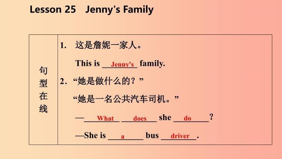 七年级英语上册 unit 5 family and home lesson 25 jenny’s family导学课件 （新版）冀教版_第5页