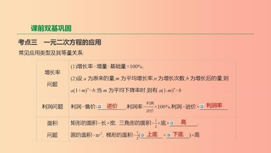 云南省2019年中考数学总复习第二单元方程组与不等式组第08课时一元二次方程课件_第5页