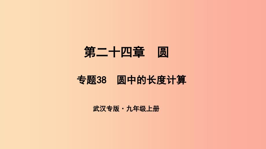 （武汉专版）2019年秋九年级数学上册 第二十四章 圆 专题38 圆中的长度计算课件新人教版_第1页