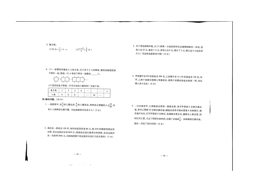 六年级下册数学小升初模拟试题-重点中学招生考试密卷(三)苏教版（无答案）_第2页