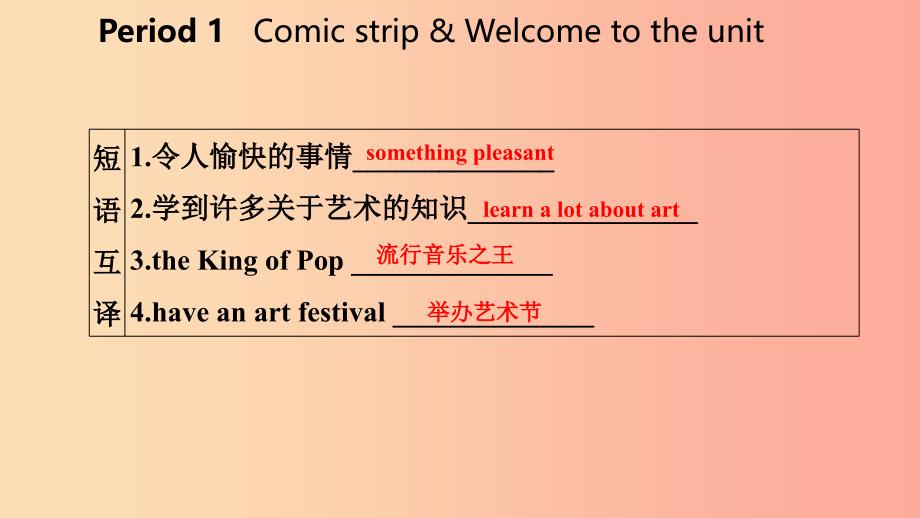 九年级英语上册 unit 5 art world period 1 comic strip &amp welcome to the unit导学课件1 牛津版_第4页