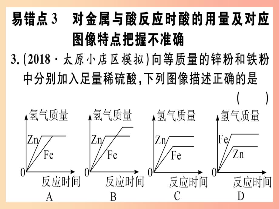 （全国通用版）九年级化学下册 第八单元 金属和金属材料易错强化训练习题课件新人教版_第3页