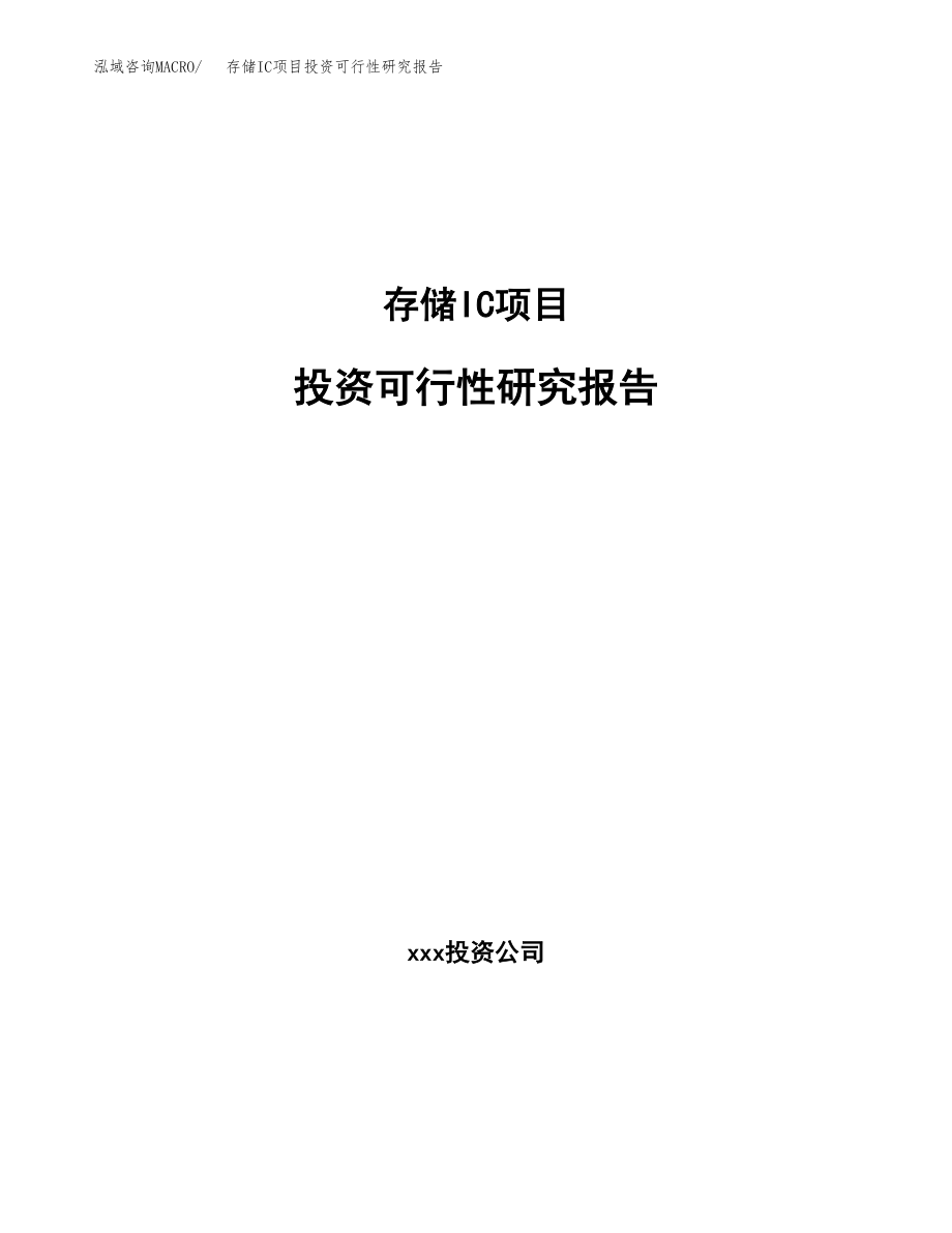 存储IC项目投资可行性研究报告(立项备案模板).docx_第1页