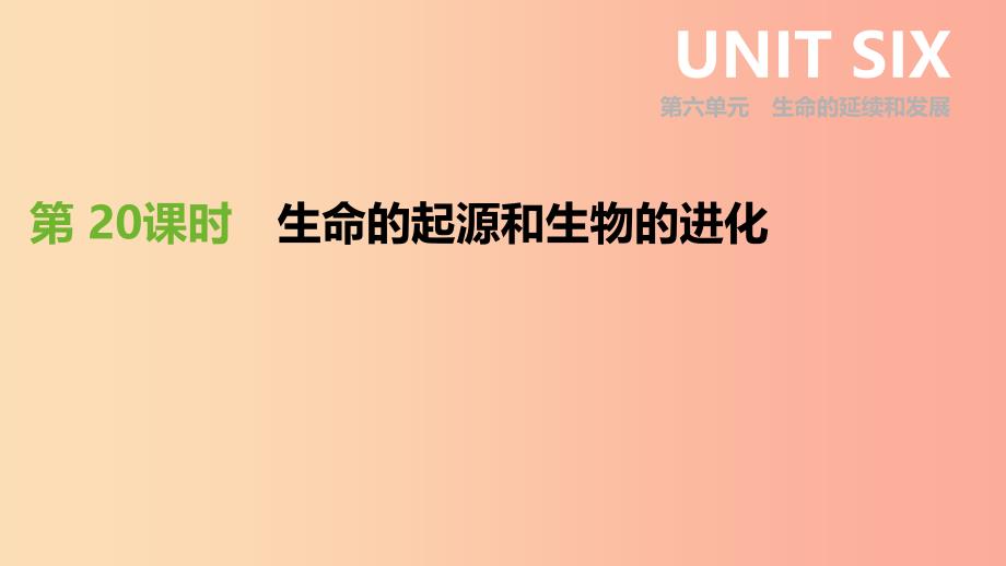 内蒙古包头市2019年中考生物第六单元生命的延续和发展第20课时生命的起源和生物的进化复习课件_第1页