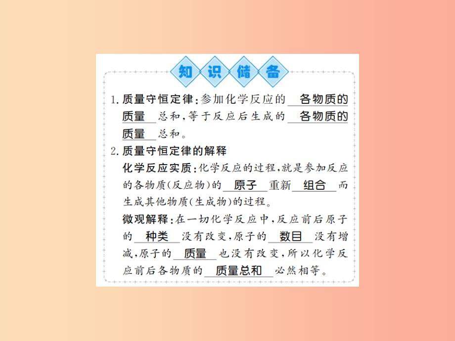 2019年秋九年级化学上册第五单元化学方程式课题1质量守恒定律1质量守恒定律习题课件 新人教版_第2页