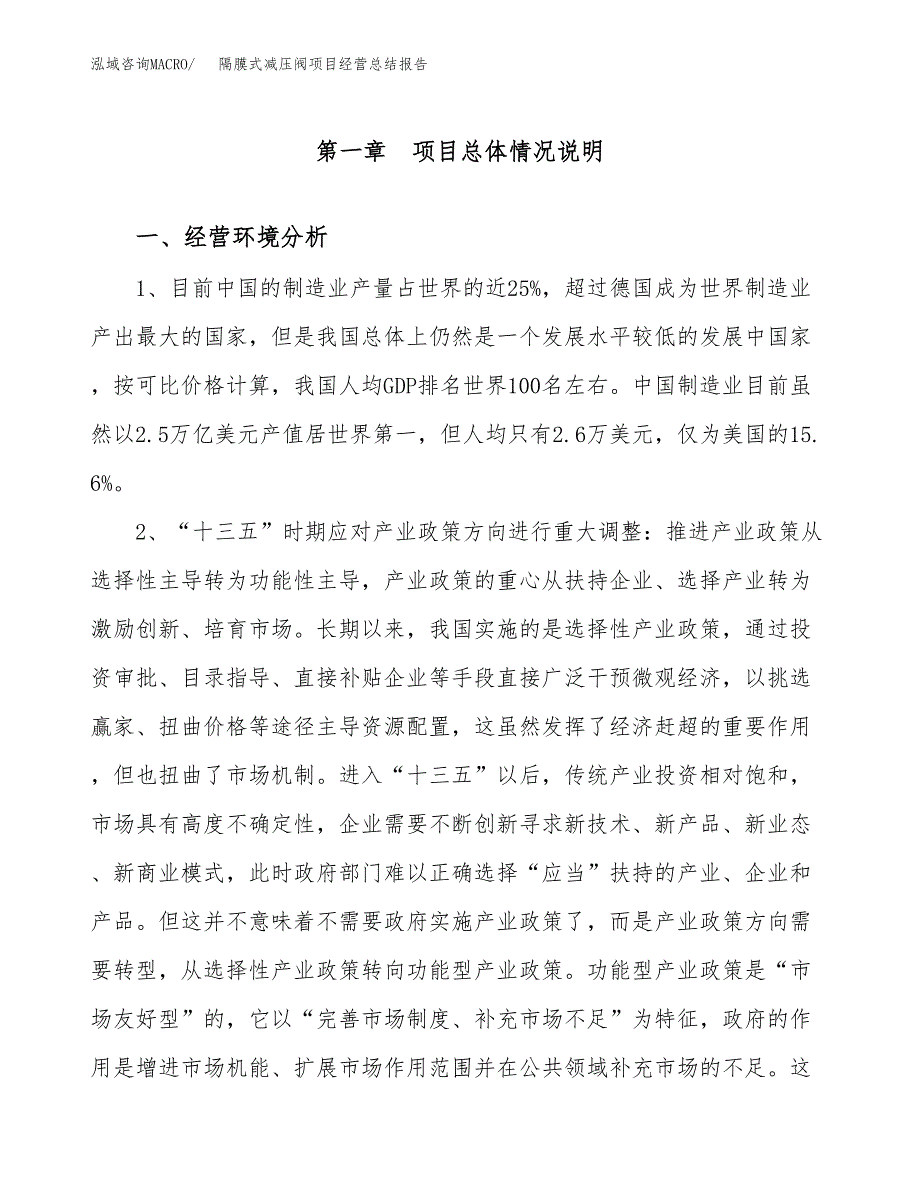 隔膜式减压阀项目经营总结报告范文模板.docx_第2页