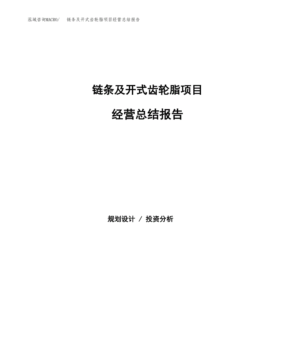 链条及开式齿轮脂项目经营总结报告范文模板.docx_第1页