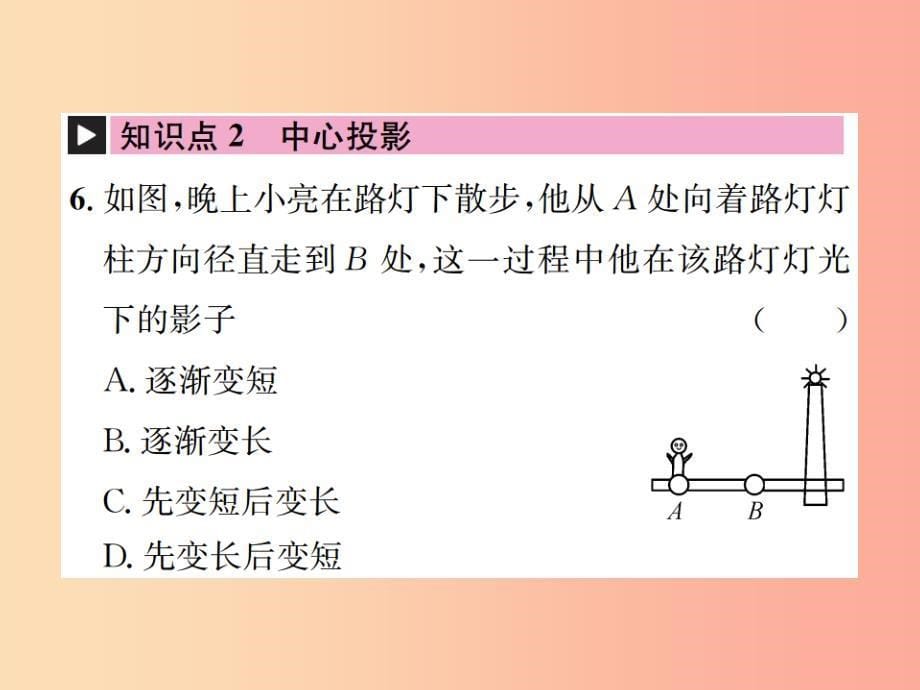 九年级数学下册 第二十九章 投影与视图 29.1 投影习题课件新人教版_第5页