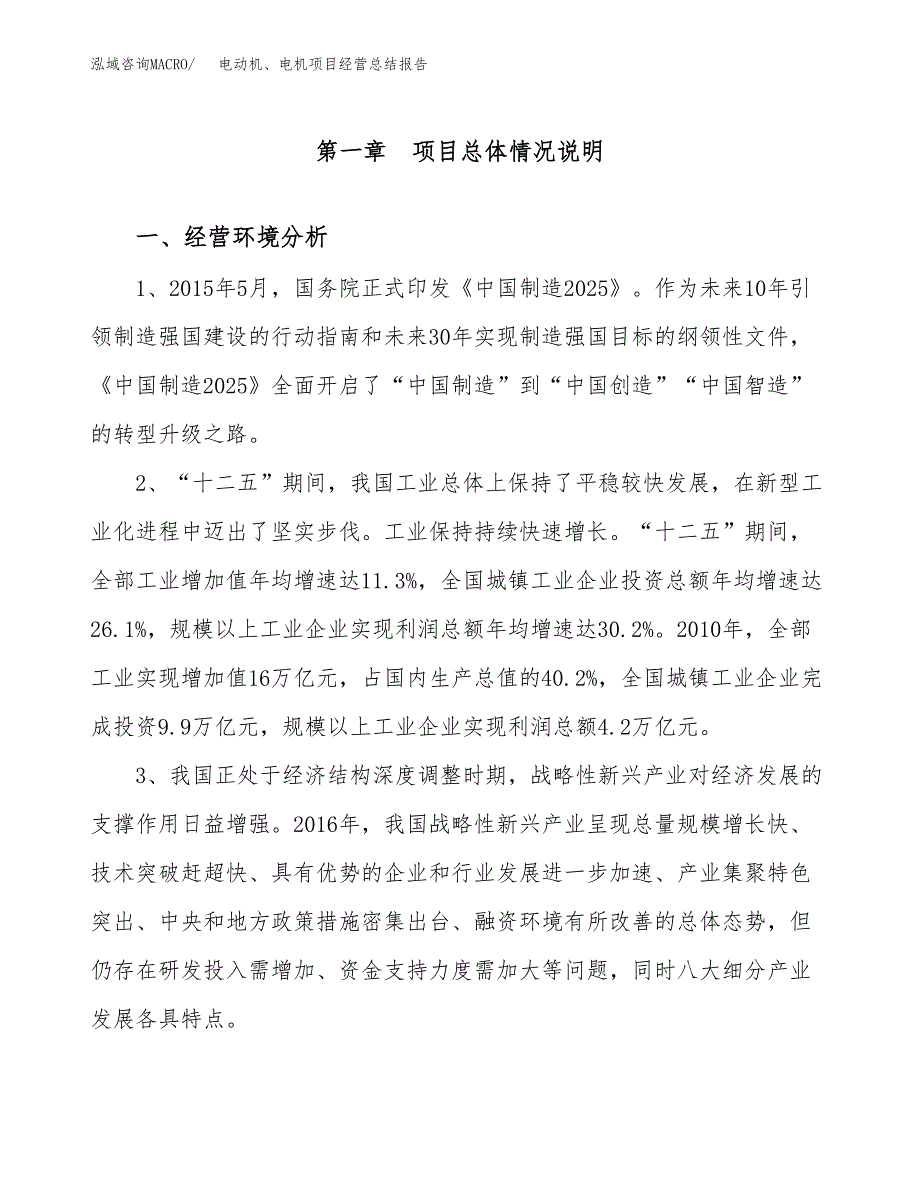 电动机、电机项目经营总结报告范文模板.docx_第2页