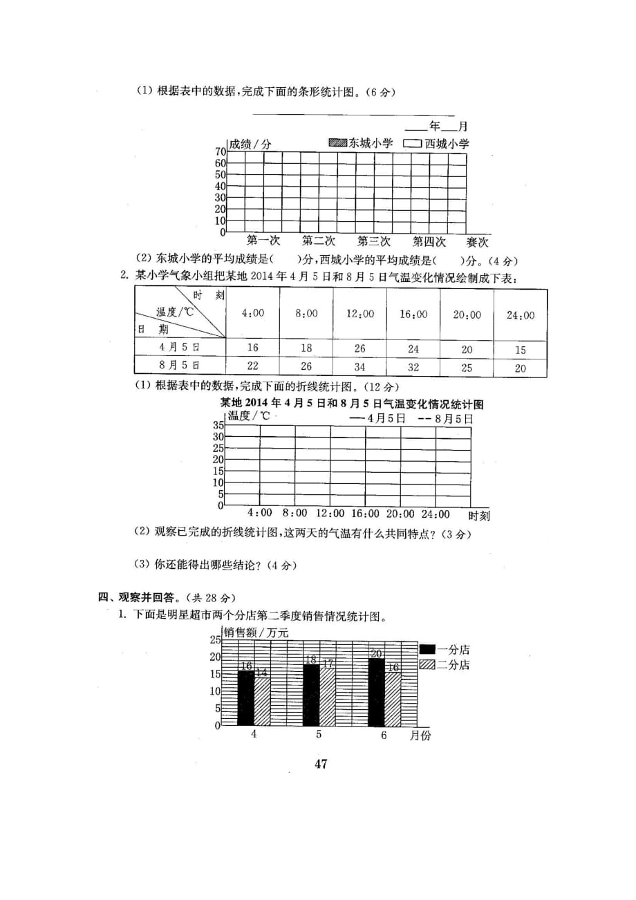 五年级下册数学试题-第八单元测试卷-北师大版(图片版含答案)_第4页