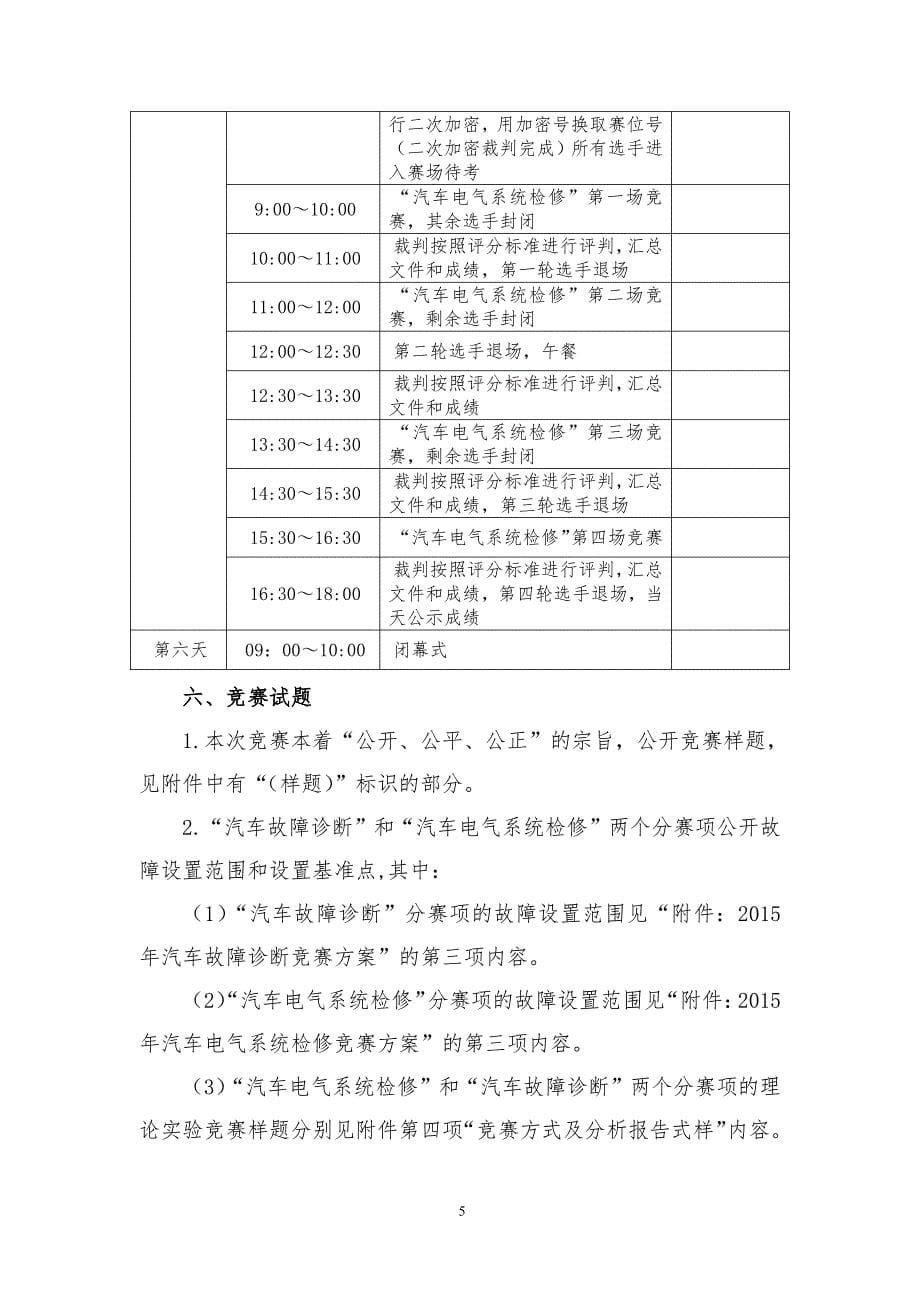 2015全国职业院校技能大赛高职组“汽车检测与维修”赛项规程_第5页