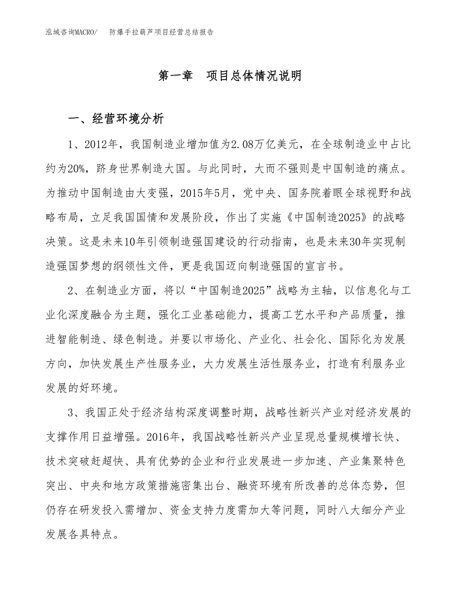 防爆手拉葫芦项目经营总结报告范文模板.docx_第2页