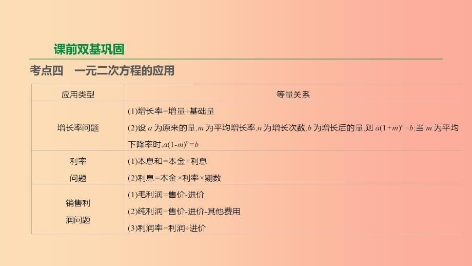 江苏省徐州市2019年中考数学总复习第二单元方程组与不等式组第08课时一元二次方程及其应用课件_第5页